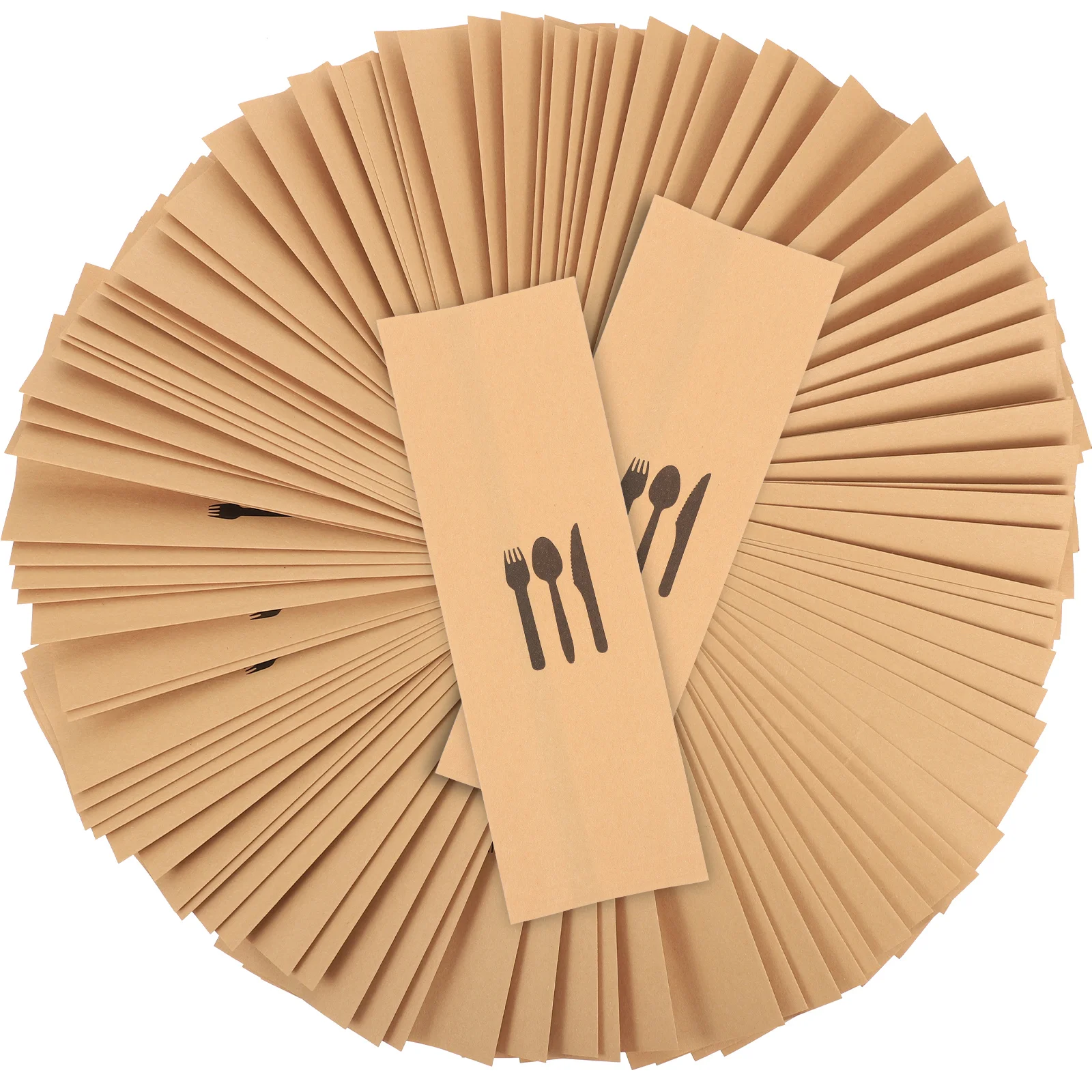 

100 Pcs Kraft Paper Cutlery Set Wedding Utensil Bag Desktop Stand Festival Cover Black Silverware Bags Tableware Spoon Holders