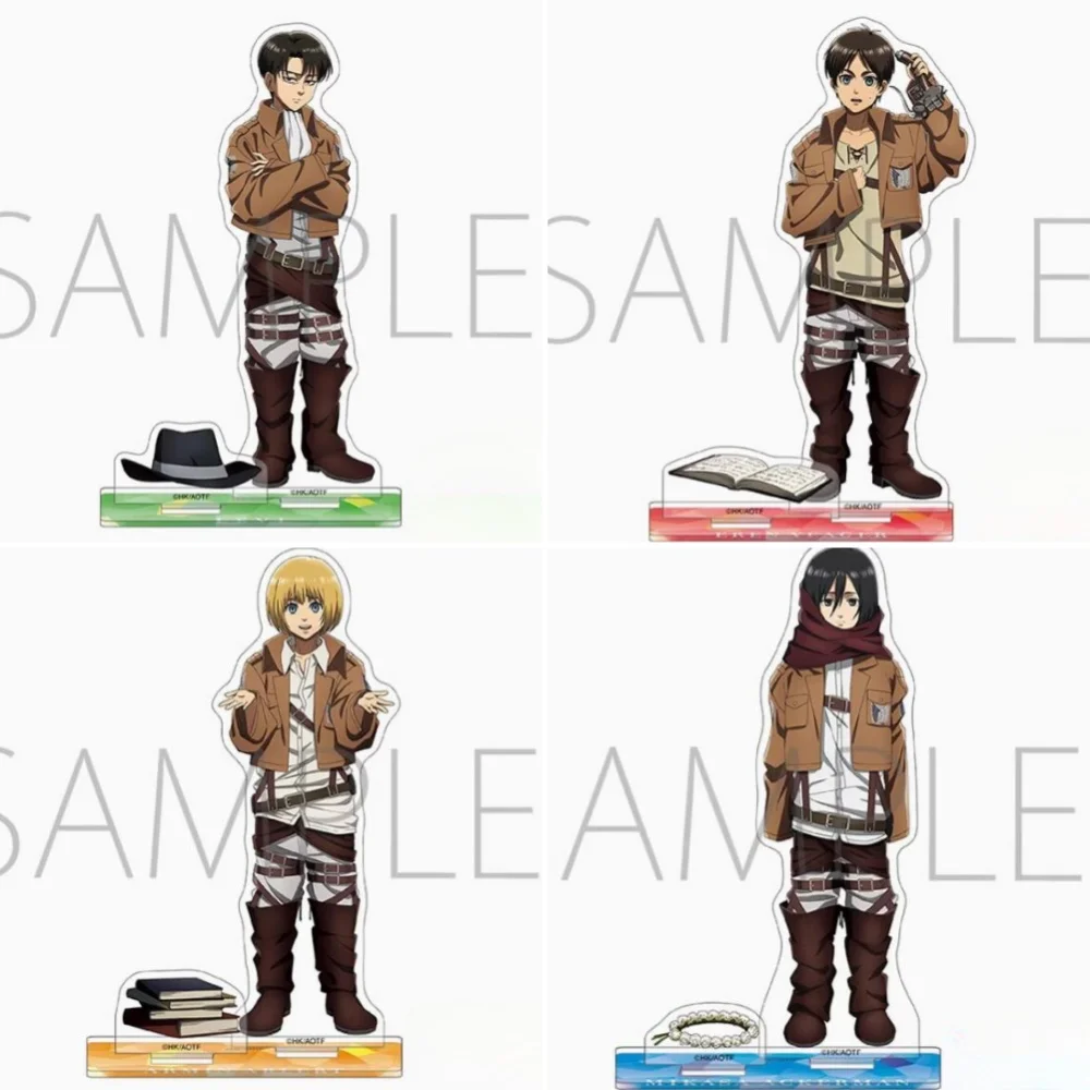 Spiel Levi Ackerman Mikasa Eren Yeager Armin Arlert Acryl Stand Puppe Anime Abbildung Modell Platte Cosplay Spielzeug für Geschenk