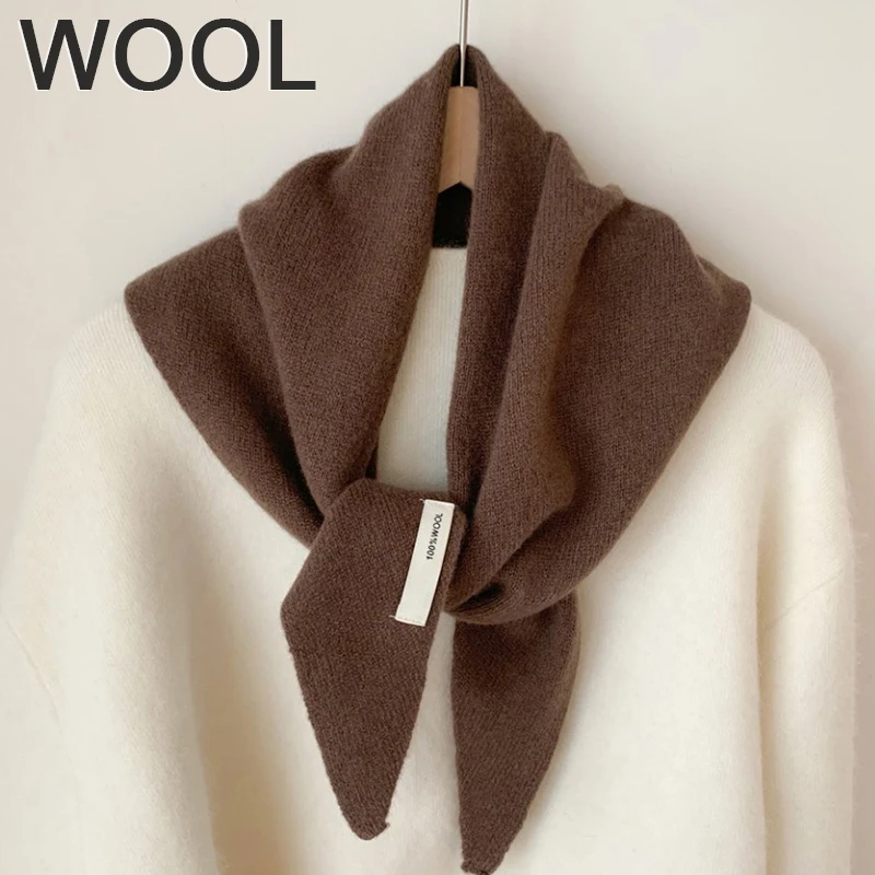 

British Korean Triangle Scarf Niche Wool Triangle Scarf Women Head Scarf Knitted Scarf Multi-Functional Warm Knitted Scarf
