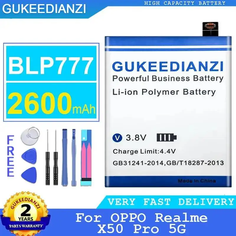 

Аккумулятор для мобильного телефона BLP777, экологичный, для Oppo Realme X50 Pro 5G, премиум-класс, замена, 2600 мАч