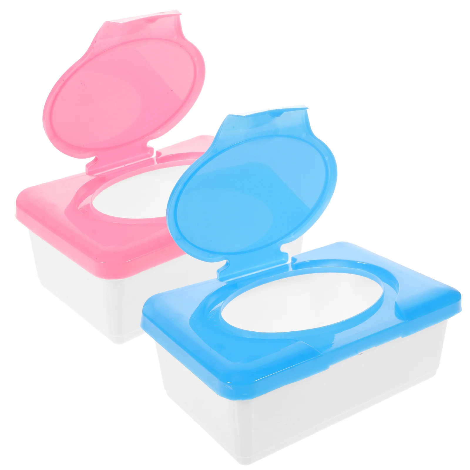 

2pcs Reusable Wet Tissue Box Household Desktop Case Wet Tissue Organizer Storage Container (Pink and Blue)