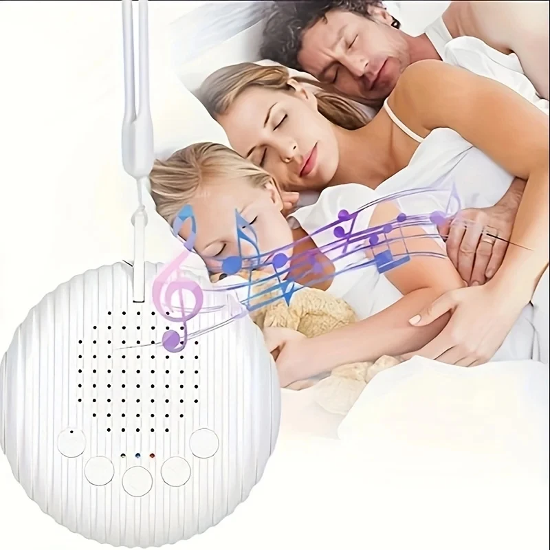 Máquina de Sonido de Ruido Blanco Portátil, Máquina de Sueño para Bebés con 10 Sonidos Relajantes, Volumen Ajustable, Batería Recargable Integrada, USB