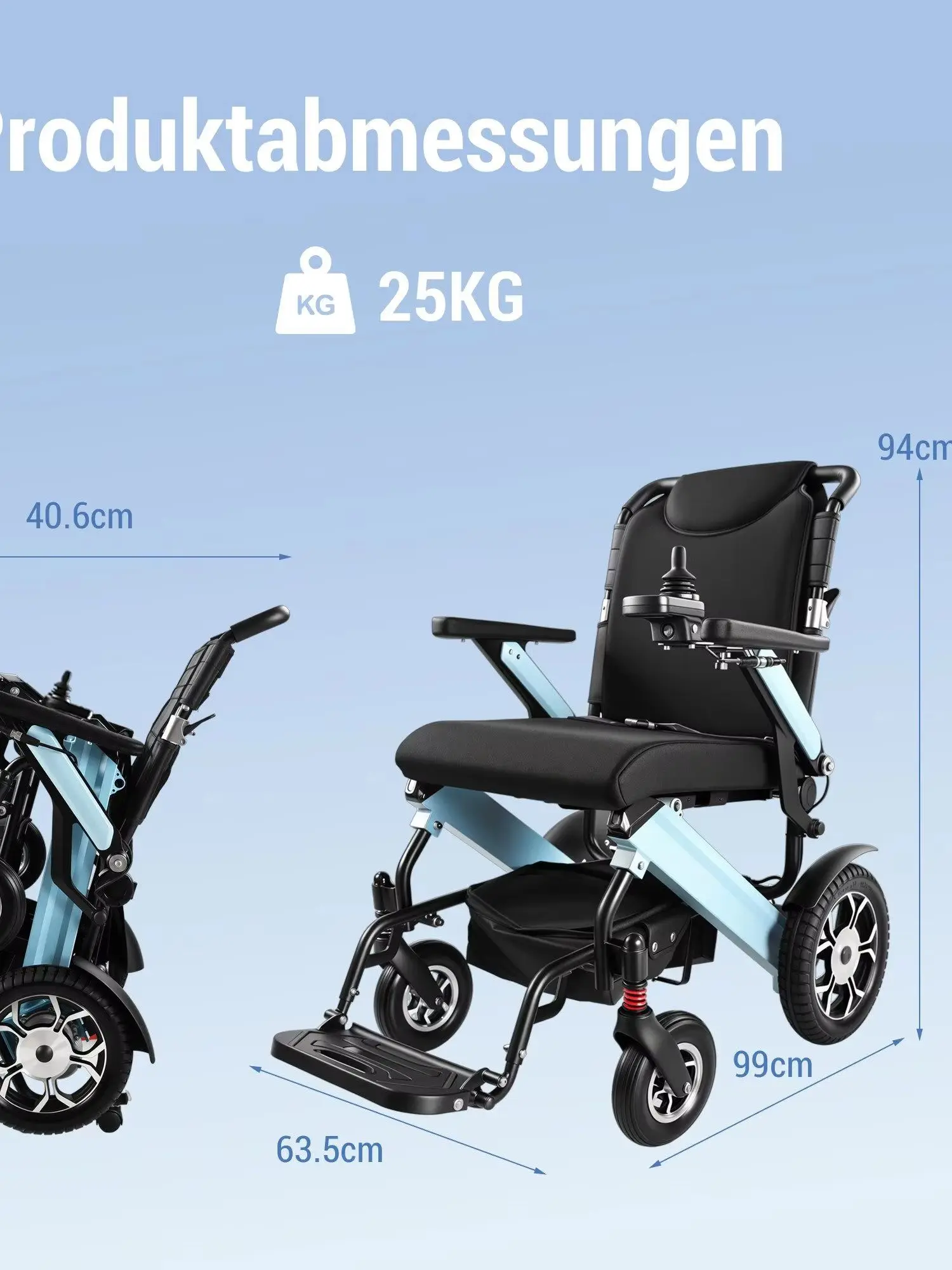 ZygenAir Elektrorollstuhl Elektrisch Faltbar Leicht bis 150KG,Seniorenmobil 500W Motor, 13Ah herausnehmbarer Lithium-Akku Rollstuhl
