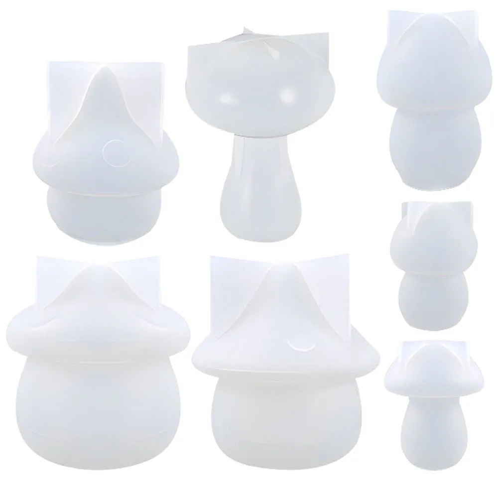 

7Pcs Mushroom Mold Silicone Tray Casting DIY Plate Making Storage Trinket Dish Reusable Non-Stick Easy Mold