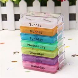 7 Day 28 Grids Rainbow Pill Medicine Box Tablet Medicine Organizer Health Storage Pill Box Holder Splitters With Printed Braille