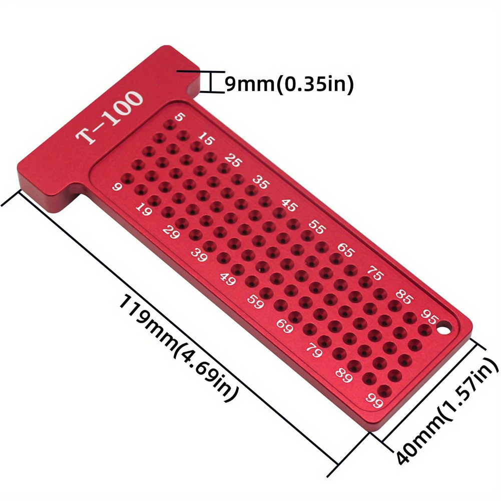 2PCS Houtbewerking Gat Scribes Multifunctionele Houtbewerking Scribes T-Liniaal Set: Meetinstrumenten T65mm Houtbewerking Markering Liniaal