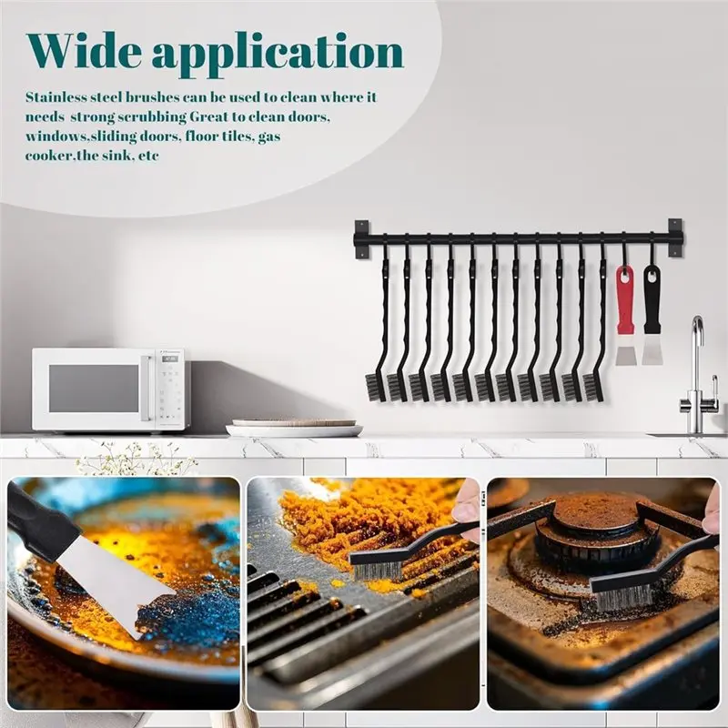 Набор проволочных щеток ABJO, мини-нержавеющая сталь, 12 шт., инструмент для царапин с изогнутой ручкой для очистки сварочного шлака и ржавчины