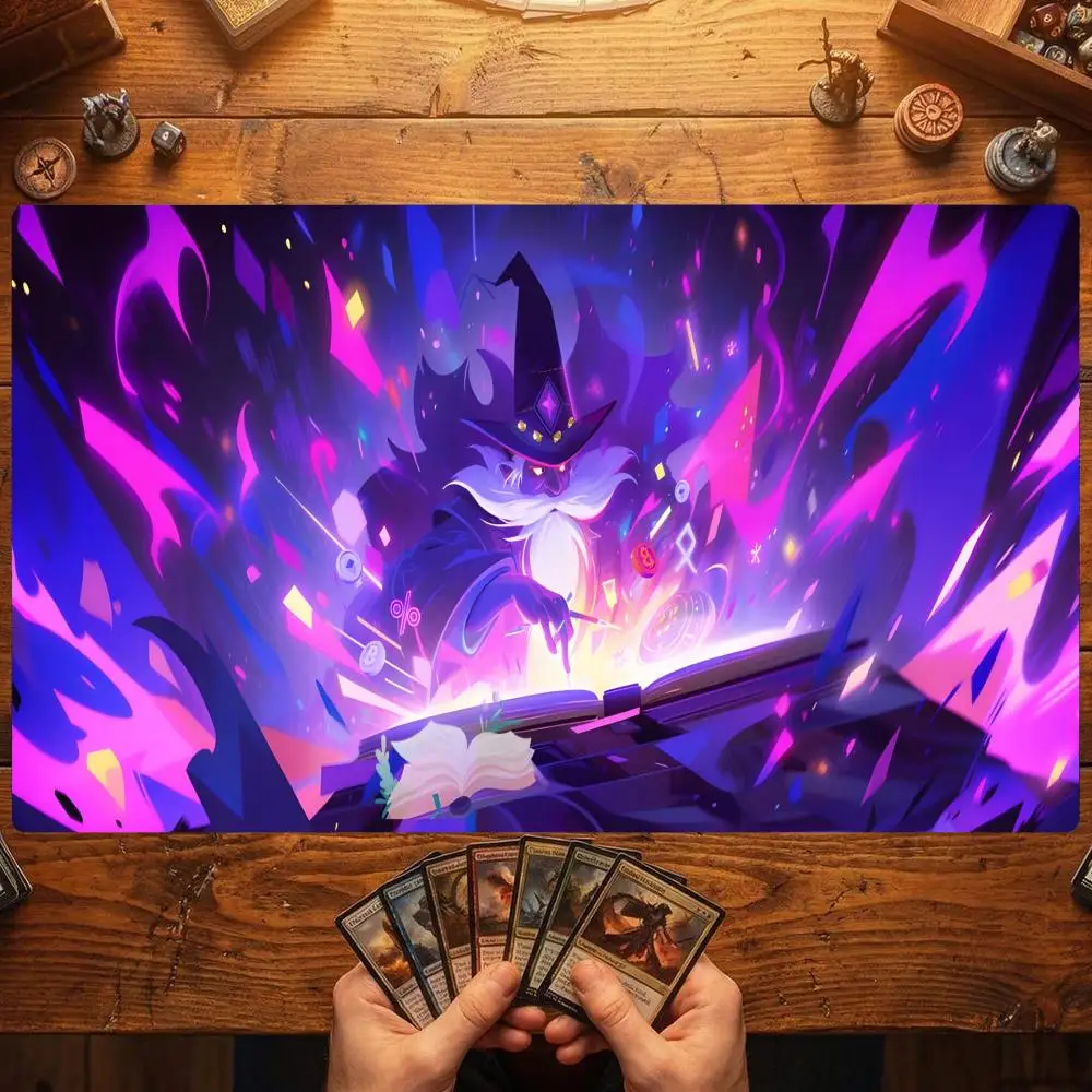 Arcane Purple Mage TCG Playmat 35X60CM Magic Card Battle Mat Premium Non-Slip Durable Stitched Edge Tabletop Gaming Playmat