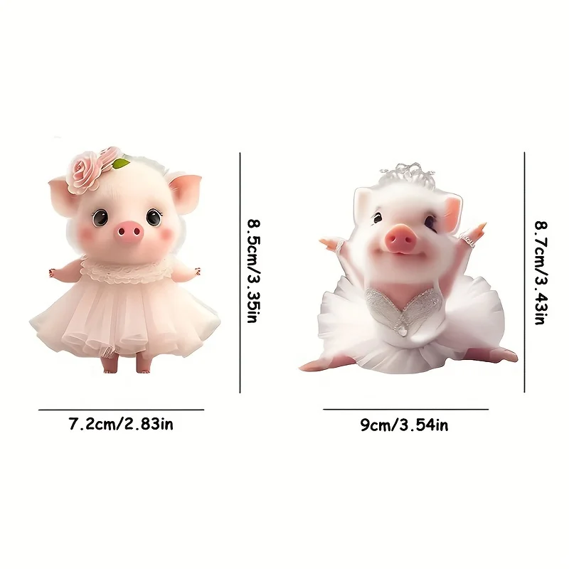 1PC 2D الاكريليك الأبيض لطيف الباليه خنزير سيارة مرآة الرؤية الخلفية الديكور قلادة! حقيبة سلسلة المفاتيح قلادة، قلادة ديكور المنزل