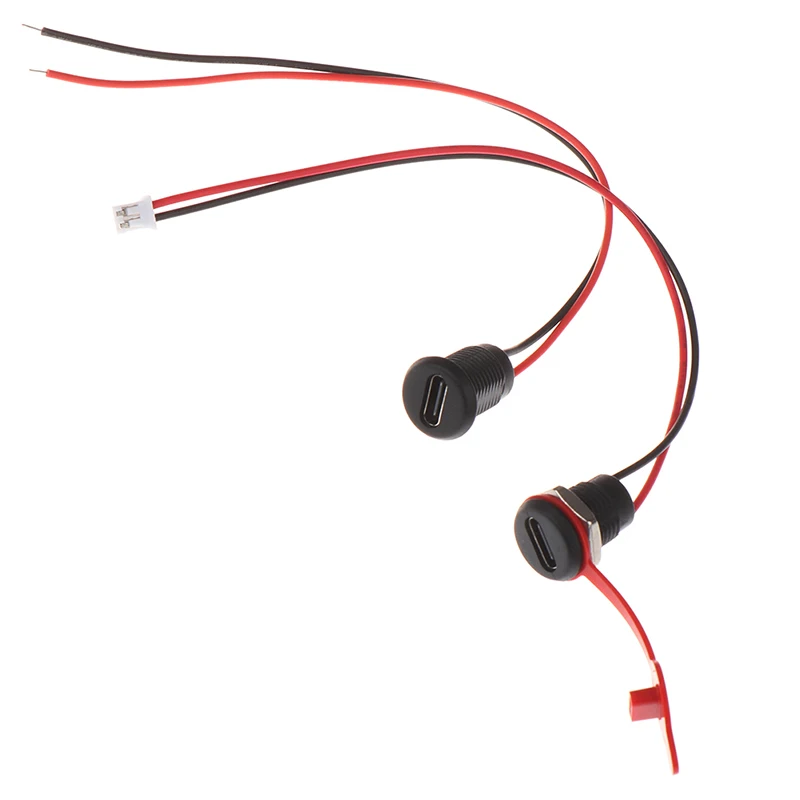 2Pin High Current Charging Socket With PH2.0 Nut Snap Lock Plate Type C Female Connector Jack Waterproof Socket With JST Cable