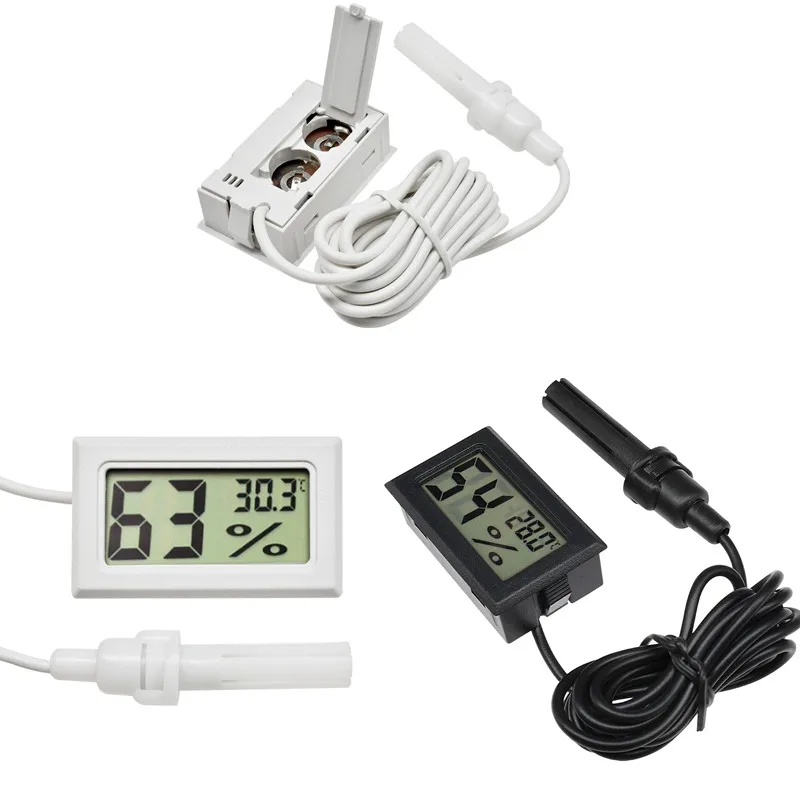 FY-12 Mini LCD Digital Thermometer Hygrometer Indoor Convenient Temperature Sensor Humidity Meter Gauge Instruments with Cable