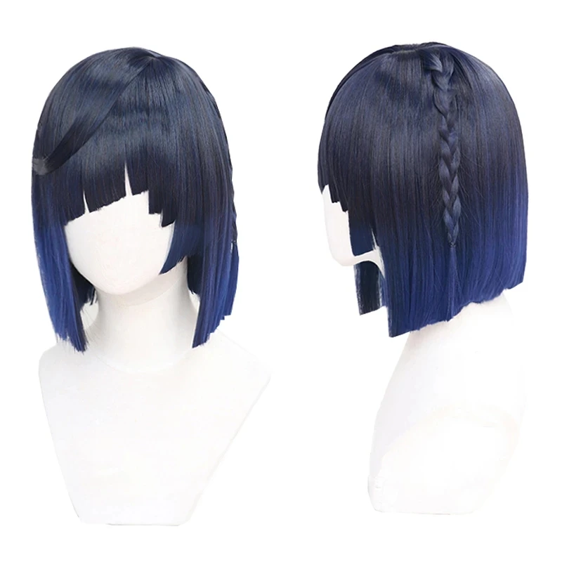 Genshin Impact Yelan Cosplay Wig Short Straight Women Heat Resistant Synthetic Hair Anime Gradient yelan Wigs