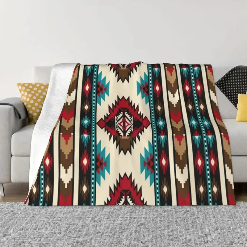 

HNM36Native American Baby Blanket Sofa Cover Flannel Spring Autumn Vintage Bohemian Geometric Warm Throw for Sofa Travel Bed8Hn$