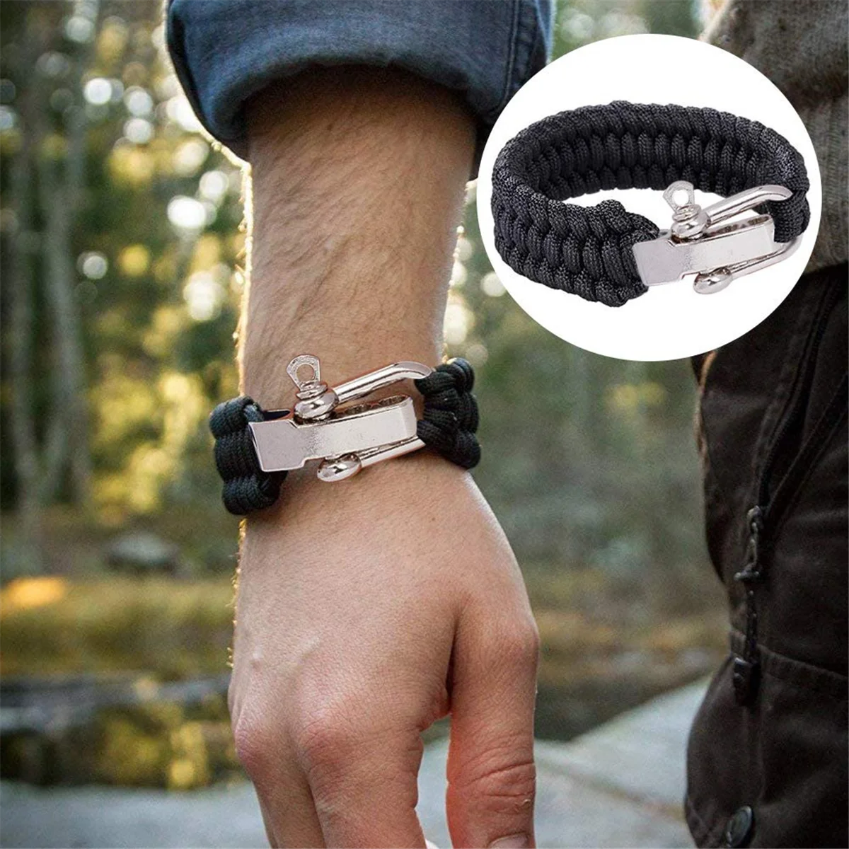 10Pcs Paracord Bracelet Shackle Buckle, Bow Anchor Shackle Clasp D Shackle Clip Adjustable for Survival Bracelet Silver HOT