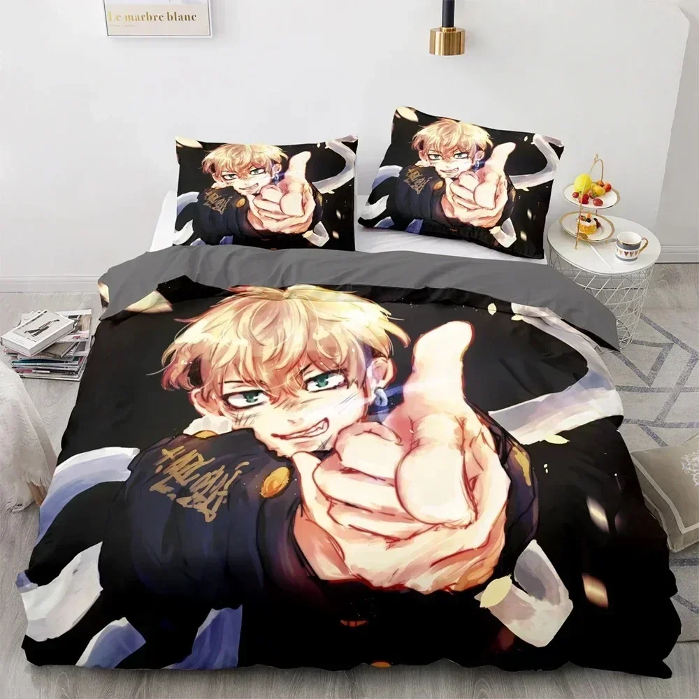 

3D Tokyo Avengers Bedding Set Anime Manjiro Sano Duvet Cover Double Twin Full Queen King For Adult Kids Bedclothes Quilt size