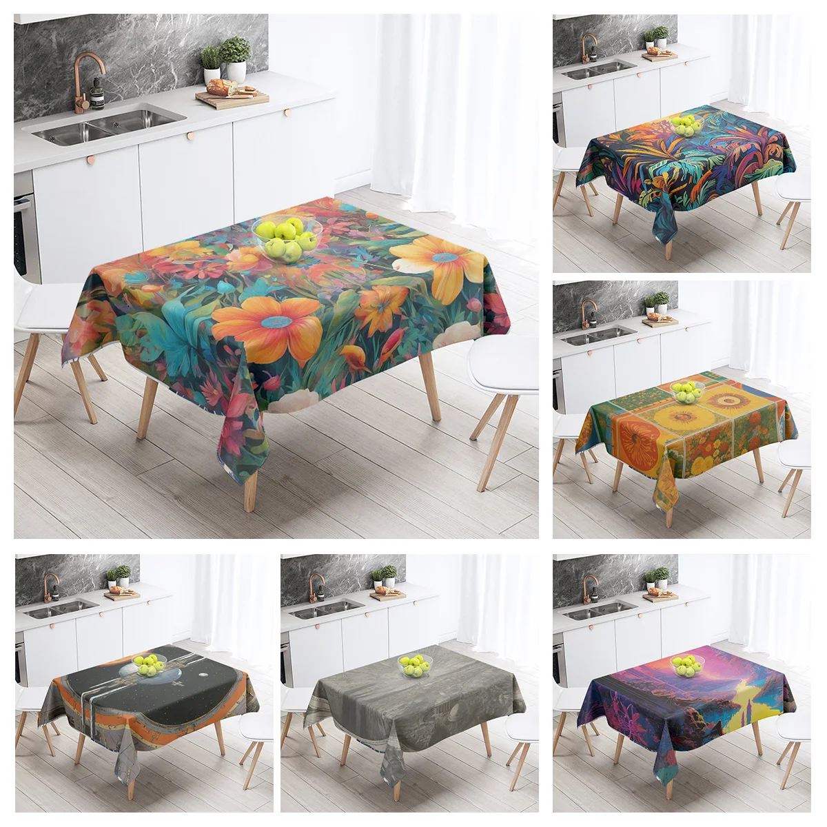 

Vintage Plant Printed Tablecloth Living Room Cafe Coffee Table Waterproof Rectangular Tablecloth Modern Home Decoration