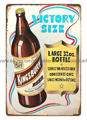 outdoor metal wall  man cave WW2 VICTORY SIZE KINGSBURY BEER metal tin sign