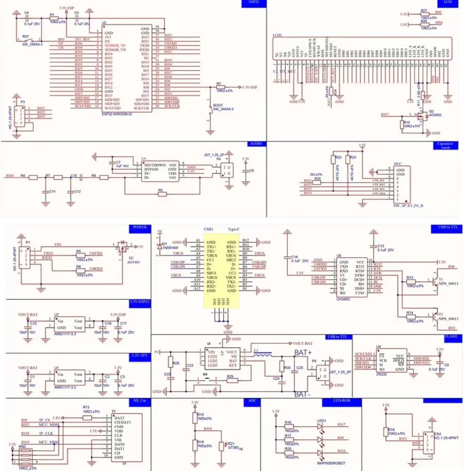 3,2-дюймовый дисплей ESP32 ST7789 IPS TFT ЖК-модуль с емкостным сенсорным экраном 240x320