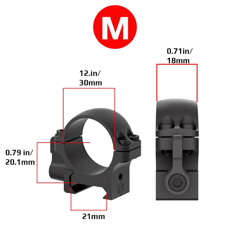 حلقات Vector Optics 30 مم من الصلب ويفر سريعة الإصدار 0.8 بوصة ملف تعريف منخفض تناسب قضبان Picatinny و Weaver مقاس 21 مم #4