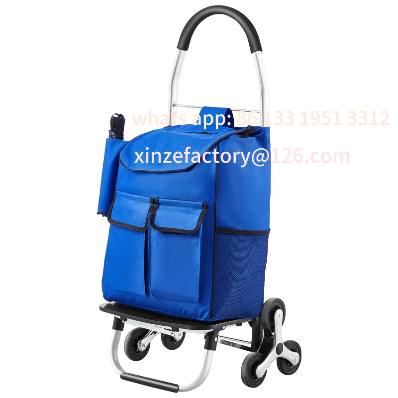 

Customizable 36L Folding Shopping Cart Stair Climbing Handcart with Wheels & Oxford Cloth Bag Hand Truck for Grocery