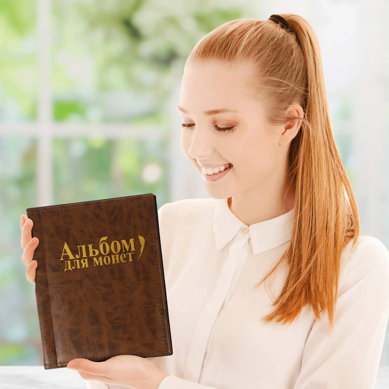 ألبوم مجموعة العملات المعدنية 10 صفحات 250 جيوب شفافة تصميم رفرف آمن كتاب تخزين الأموال المحمول للبالغين باللون البني #3