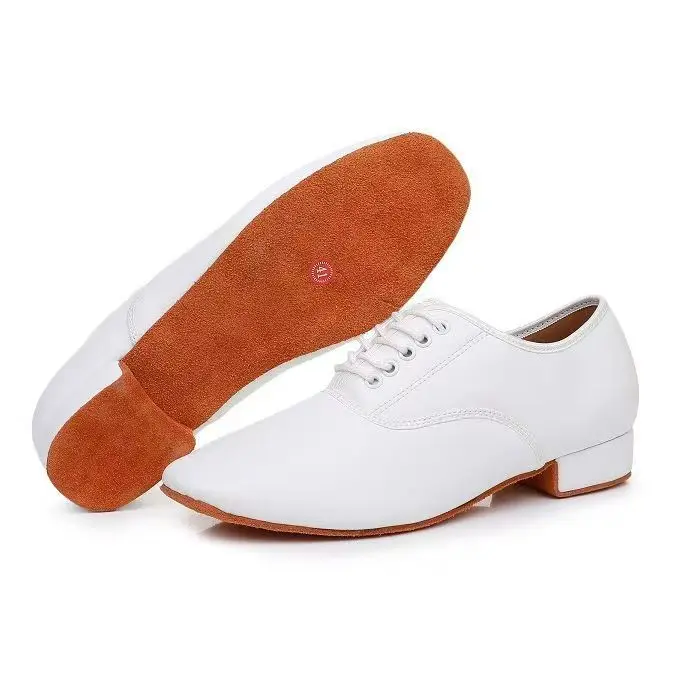 Men Plus Size Latin Salsa Tango Dance Shoes Black Oxford PU Upper Low Heel Ballroom Jazz Dance Sneakers