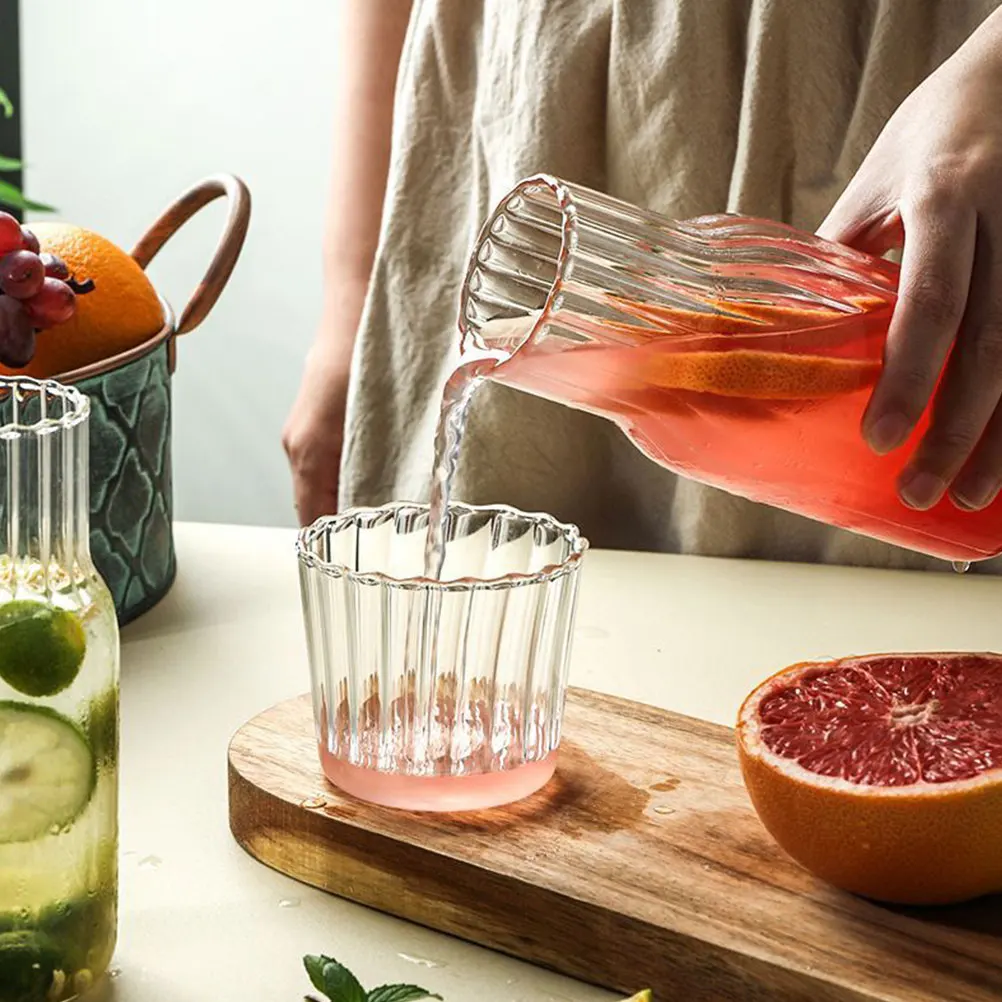 

Japanese-style Glass Kettle Set Mouthwash Bedside Water with Tray Carafe Lids Clear Jug