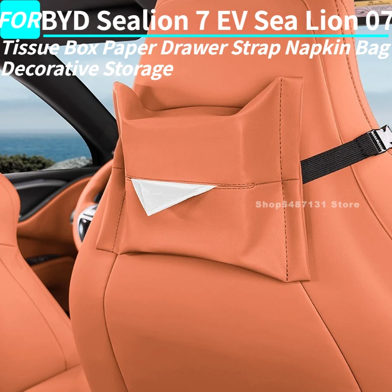 

Автомобильная коробка для салфеток, бумажный ящик, ремешок для салфеток, декоративная сумка для хранения для BYD Sealion 7 EV Sea Lion 07, аксессуары для интерьера 2024-2026
