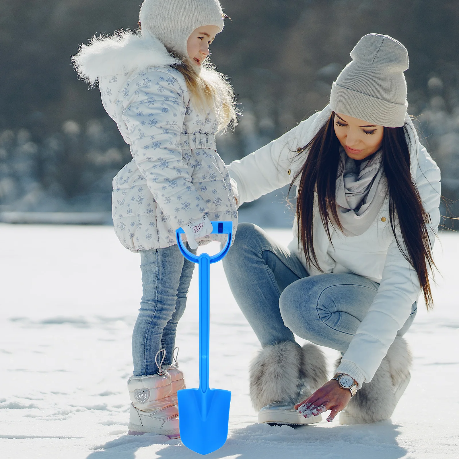 Pala in plastica ispessita resistente per bambini con punta appuntita, perfetta per lo scavo della sabbia, giochi in spiaggia, pala da neve portatile