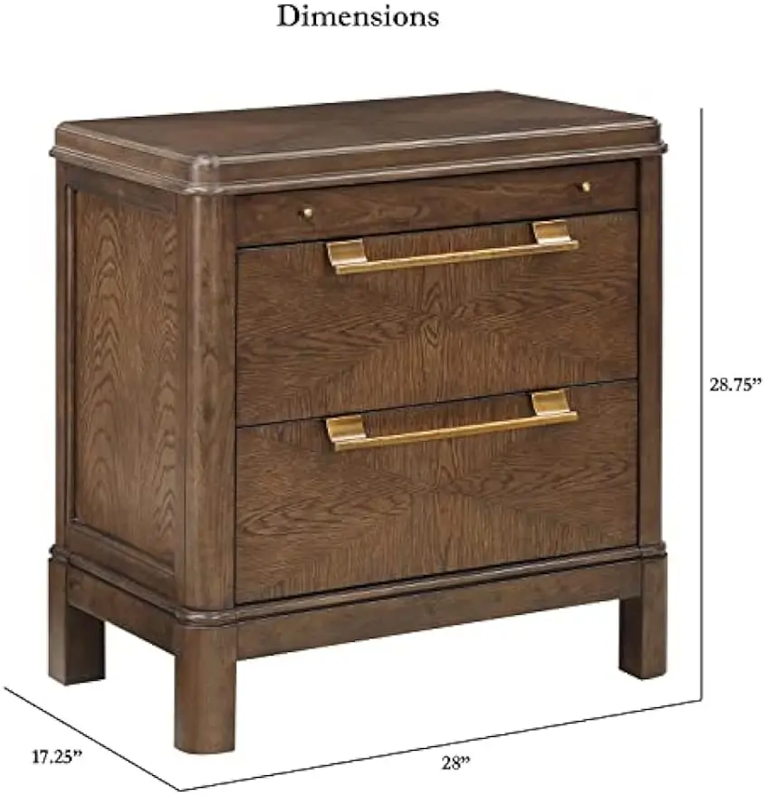 Steve Prata-Quente Brown Walnut Finish Nightstand, Sunburst Veneer Pattern, Milan Estilo Moderno Móveis, 28x17.25x28.75