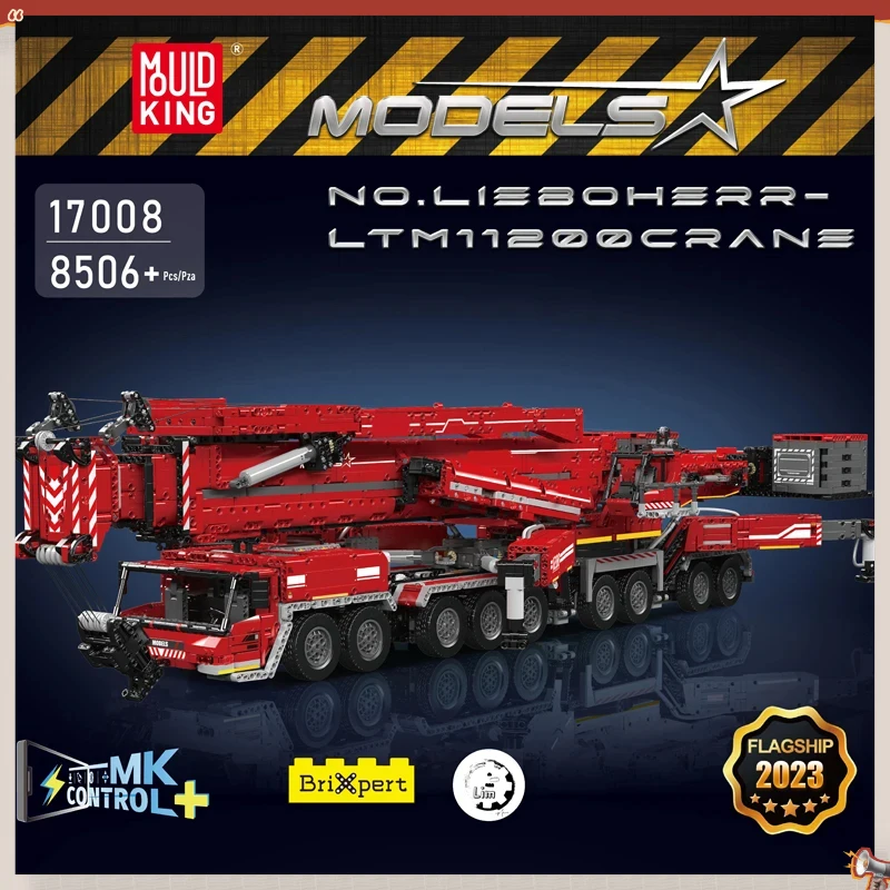 

Конструктор Mould King 17007 17008: Техническая модель крана LTM 11200 с мотором, набор для сборки грузовика, подарок на Рождество для детей