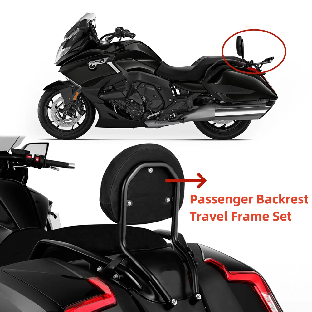 For BMW K1600B K1600 Bagger Motorcycle Sissy Bar Passenger Backrest Luggage Rack Back Support Shelves Trunk Tools 2018-2024