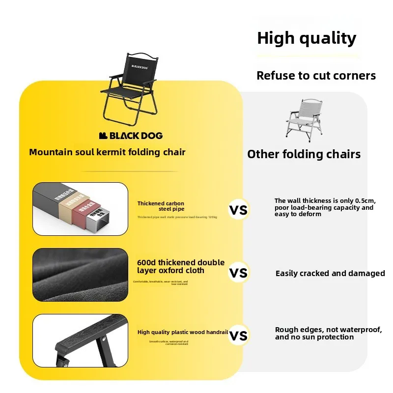 بلاك دوج في الهواء الطلق للطي جبل الروح كيرميت كرسي لا تركيب كرسي قابل للطي طاولة محمولة كرسي الشاطئ كرسي تخييم