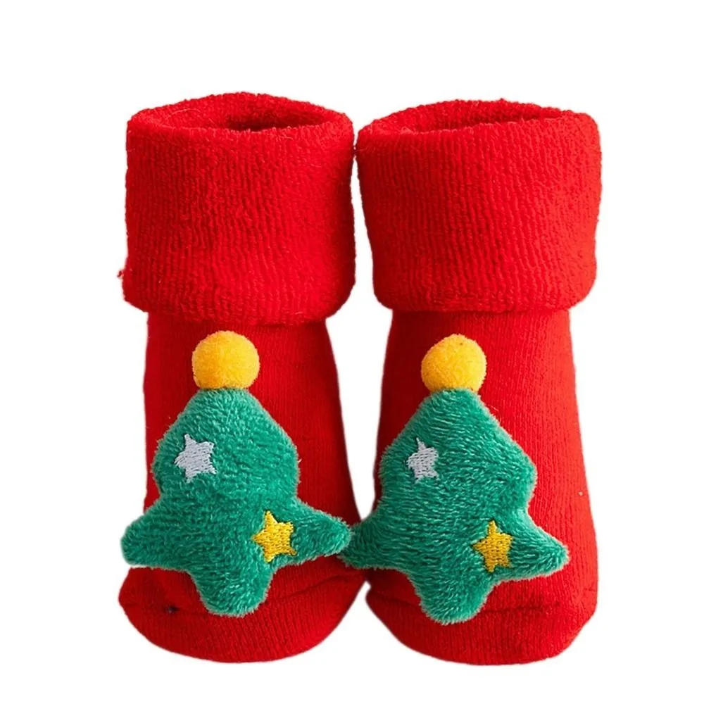 

Non-slip For Toddler Tree Deer Bell Thicken Santa Claus Kids Cotton Socks Baby Christmas Socks Floor Socks Infant Short Socks