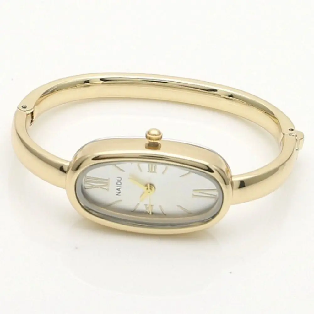 High Quality Luxury Bracelet Watch Gold/Silver Oval Dial Wristwatch Roman Dial Elegant Quartz Watch for Women