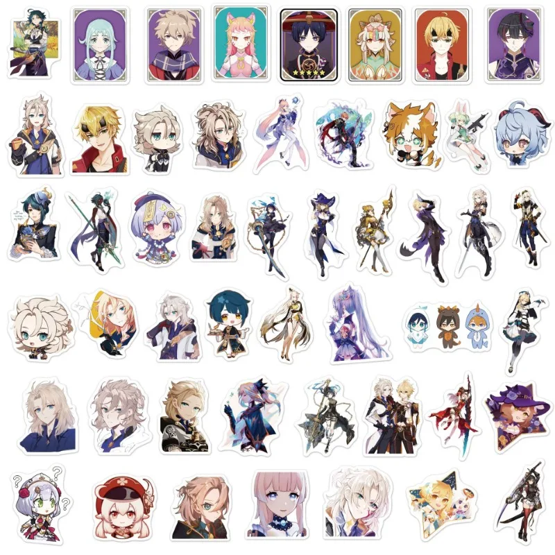 50/30/10PCS Genshin Impact Beelzebul Hu Tao Zhong Li Klee Yae Miko Popular Game Suitcase Guitar Computer Waterproof PVC Sticker