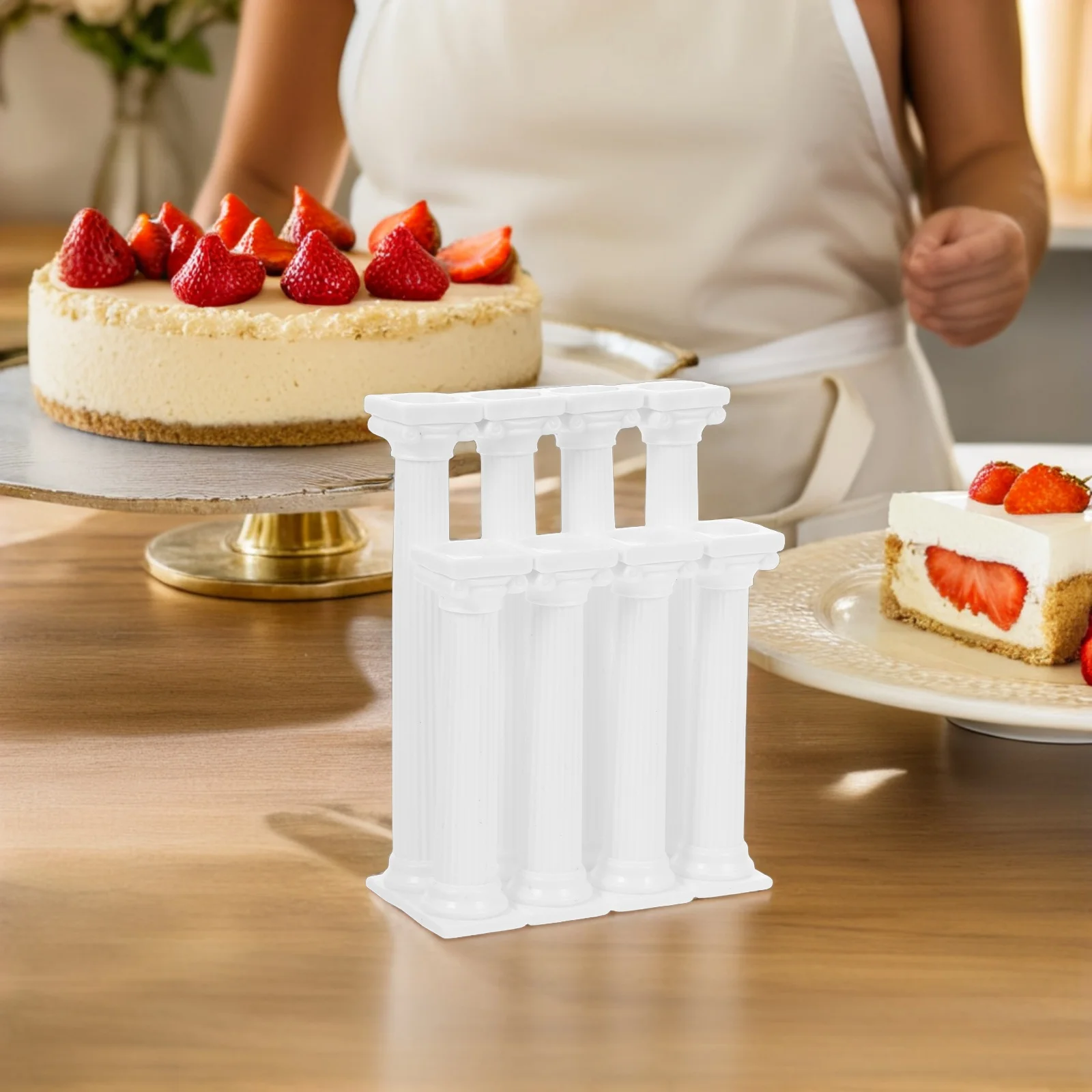 

8pcs Vintage Roman Column Cake Stand Pillars Plastic Dowel Rods DIY Assembly Strong Support for Weddings Parties Cake Supports