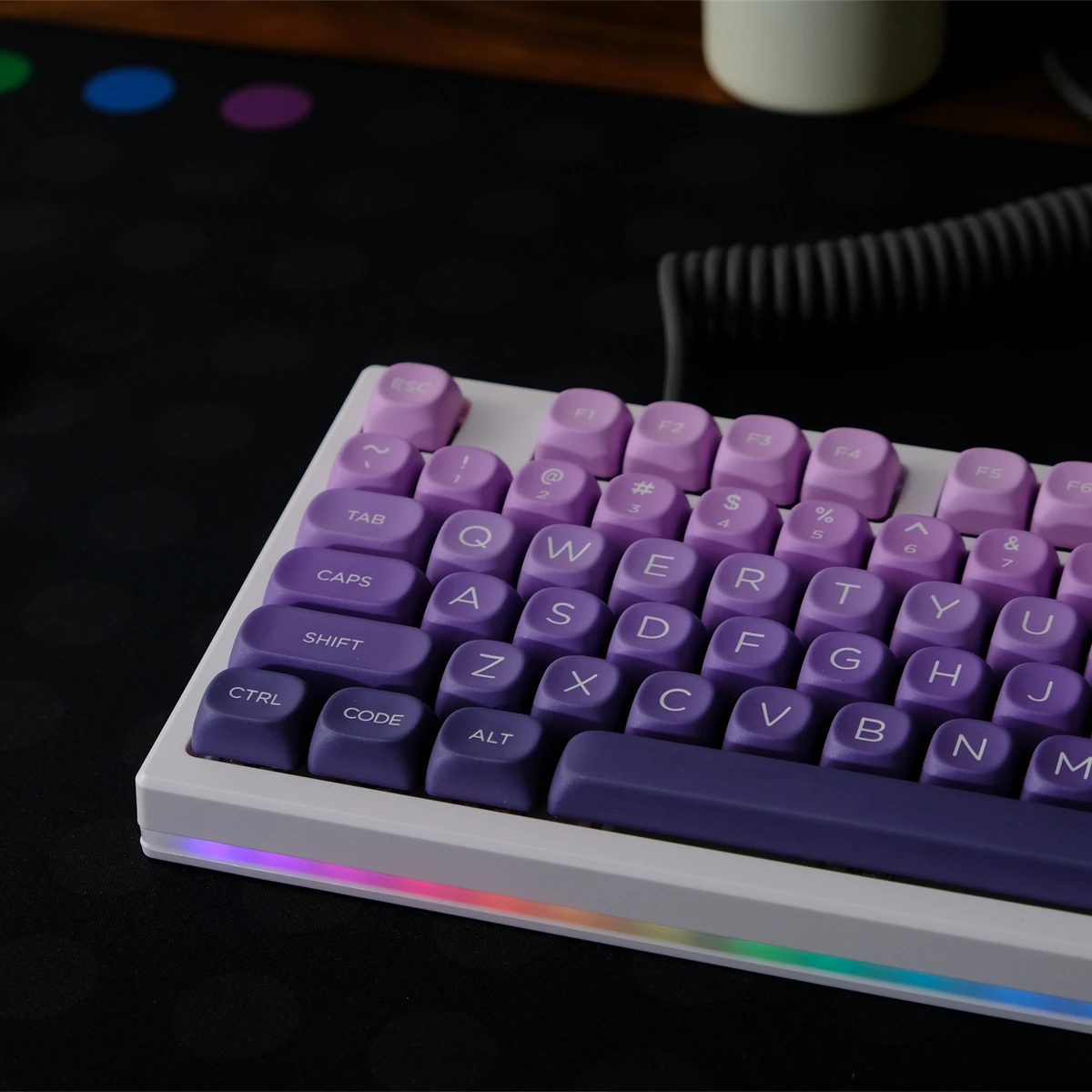 Imagem -03 - Pbt Violeta Gradiente Keycaps Perfil Moa Teclado Gaming Mecânico Dye Sub Keycap Clássico Gmk67 126 Chaves