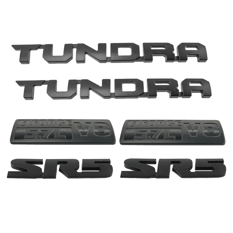 Car Rear Trunk Emblems 3D Logo Tailgate Decal Replacement Stickers for Toyota -Tundra 2000-2019 (Matte Black ) 6 PCS BLACK SET - view 2