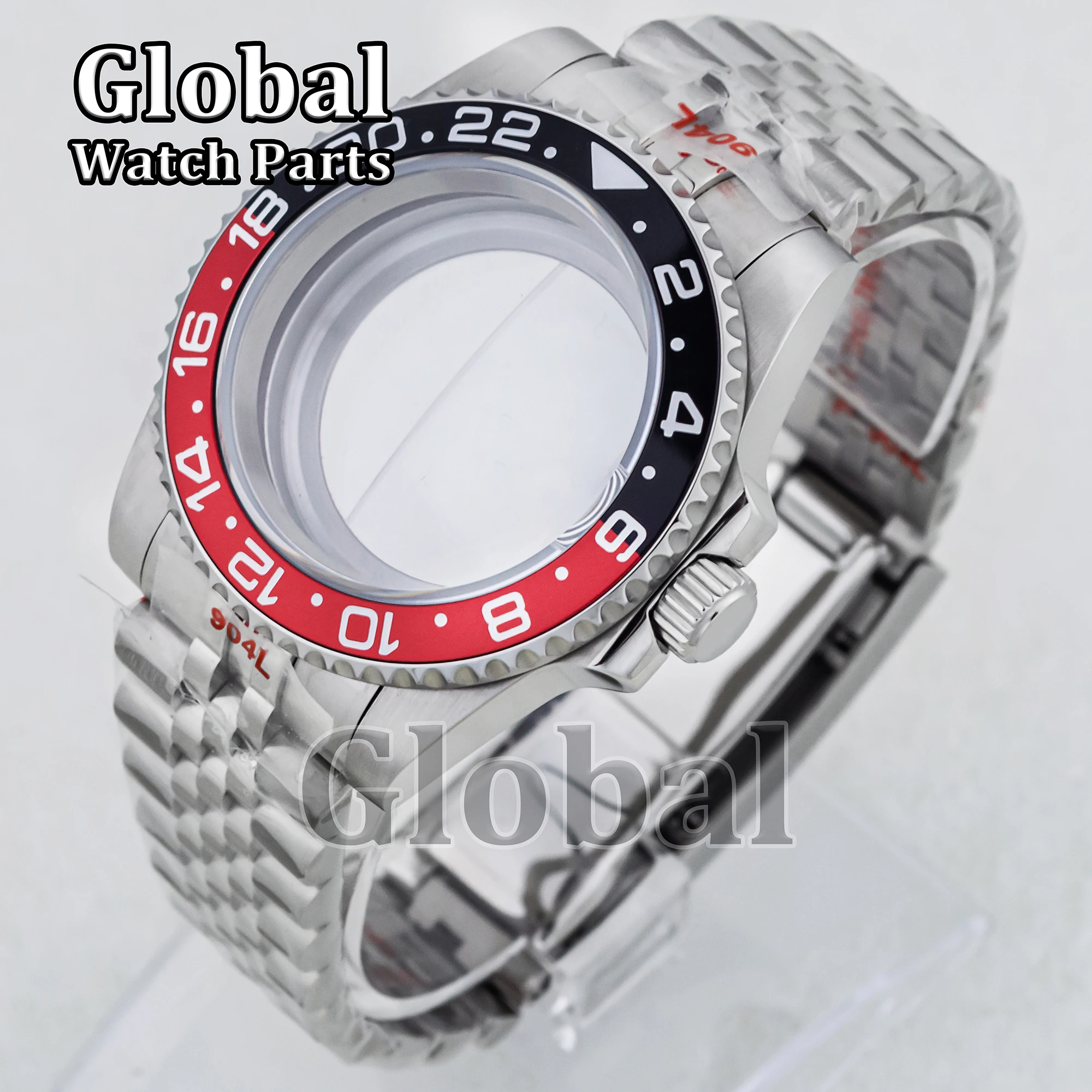 Stainless Steel NH35 Watch Case for SUB GMT Glass Bottom Solid Strap 5ATM Waterproof Modification Watch Parts Fit NH36 Movement