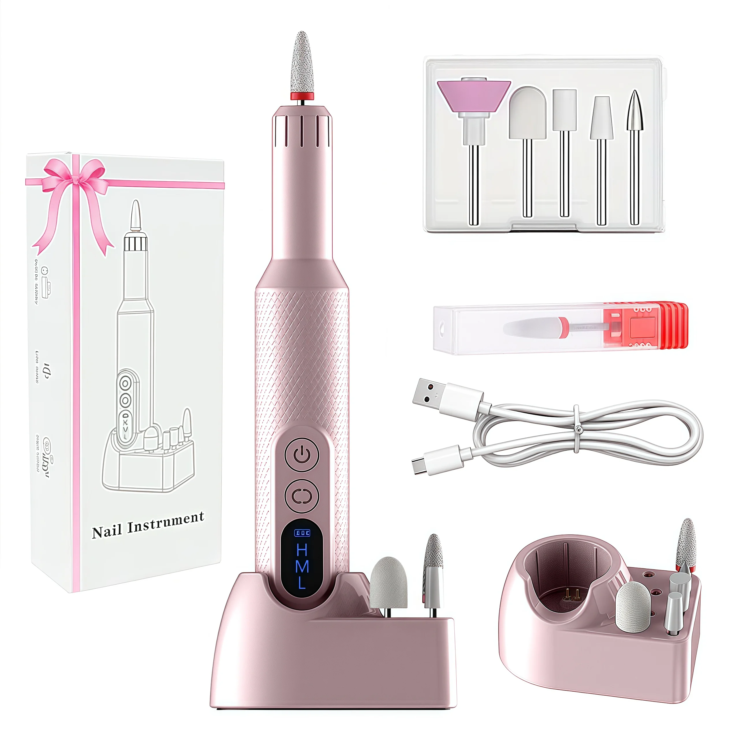 

USB Nail Art Polishing Pen DIY Home Use Nail Grinding Kit for Perfect Nail Care
