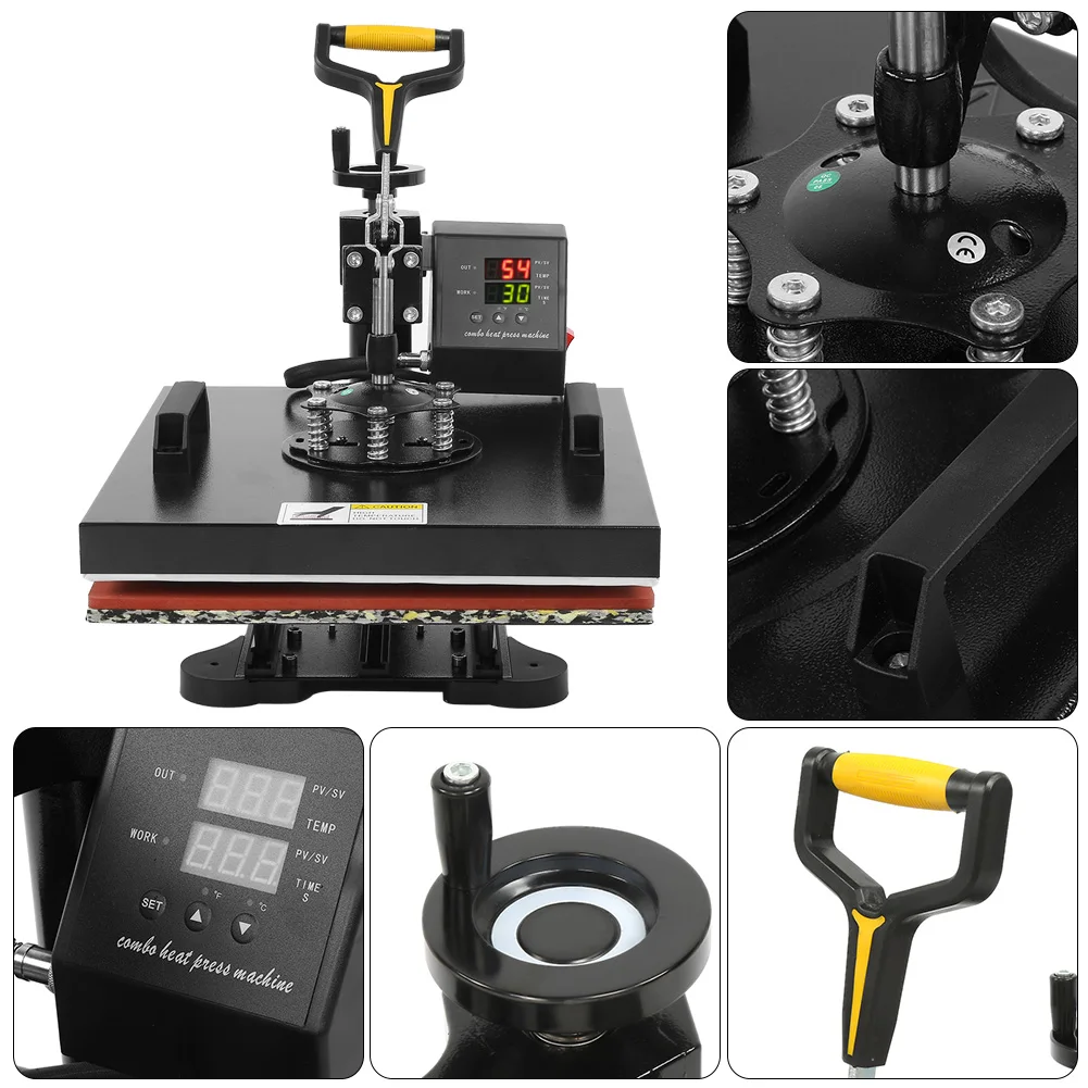 6 في 1 38*38 سنتيمتر آلة الصحافة الحرارة طابعة نقل الحرارة ل تي شيرت القدح لوحة 6 في 1 آلة الصحافة الحرارة آلة الصحافة الحرارة