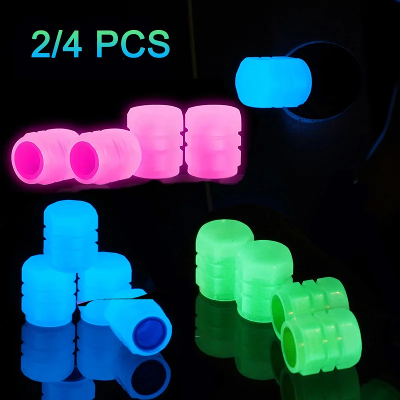 Universal Luminous Valve Cap Plastic Dust-proof Tires Wheel Hub Valve Glowing Tyre Stem Covers Applicable Car Motorcycle Bike
