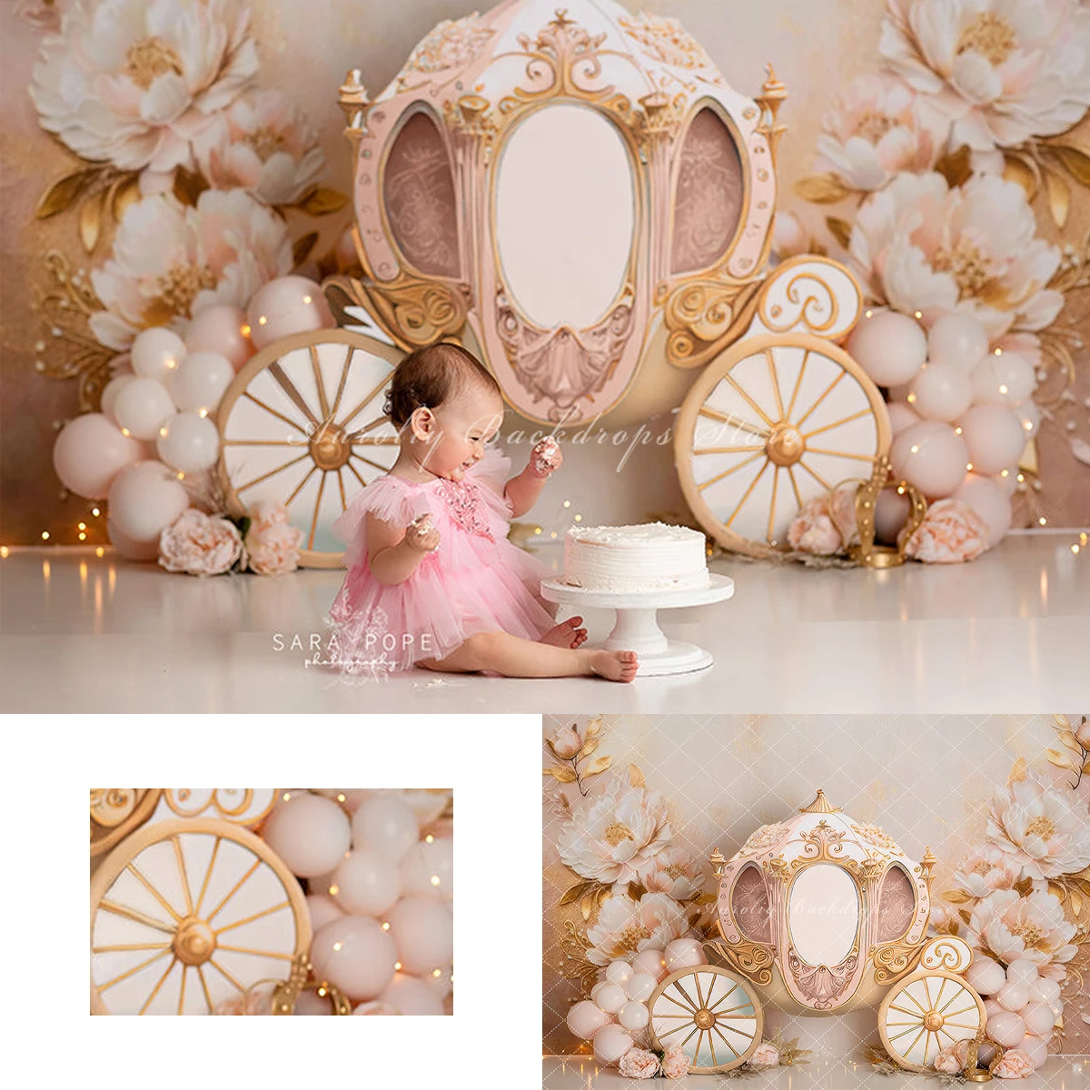 Pretty Princess Carriage Backgrounds Cake Smash Kids Adult Photography Props Child Baby Decors Photo Backdrops