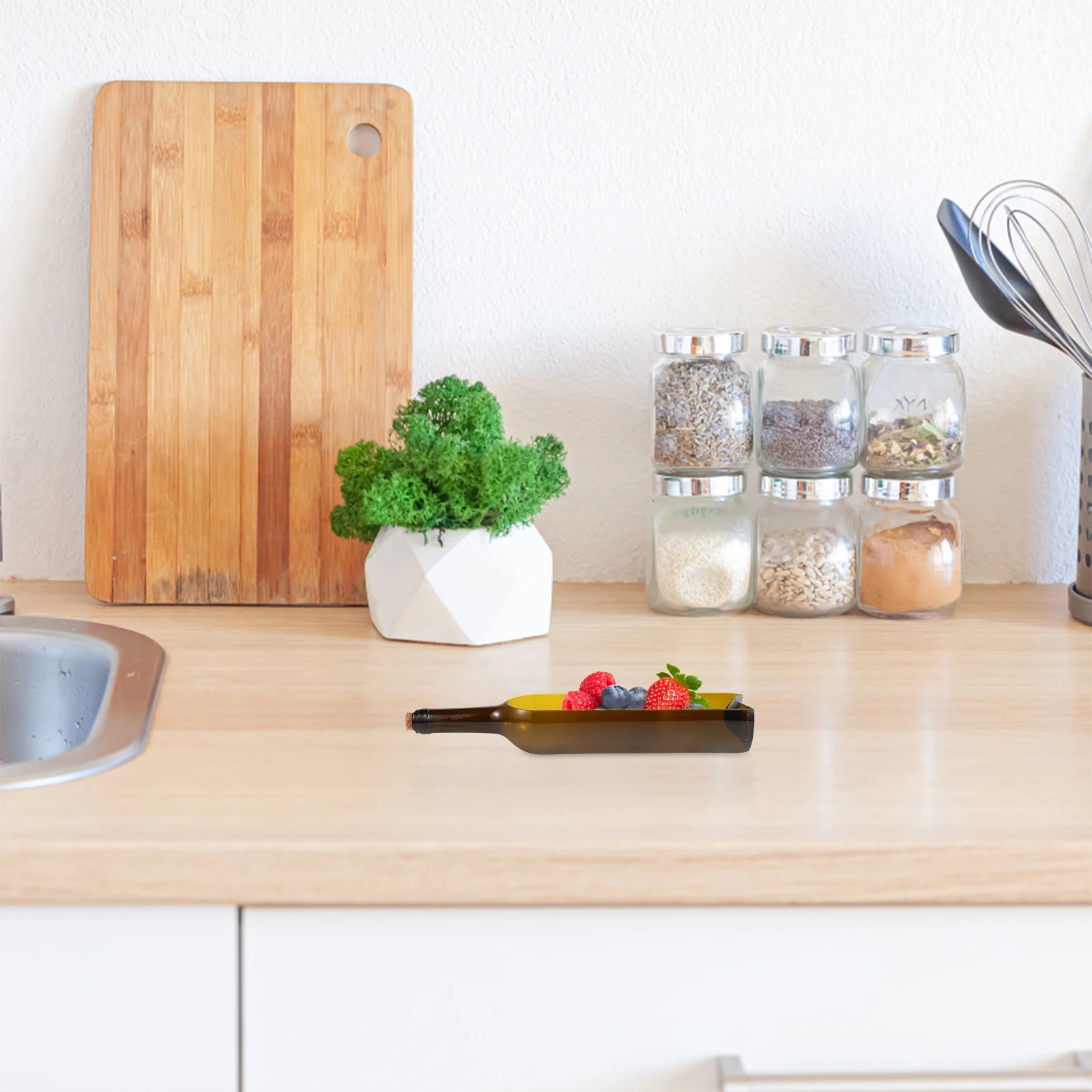 

Wine Bottle Planter Glass Vase Multi-Functional Succulent Pots Flower Bowls Candles Holder Indoor Outdoor Home Decor