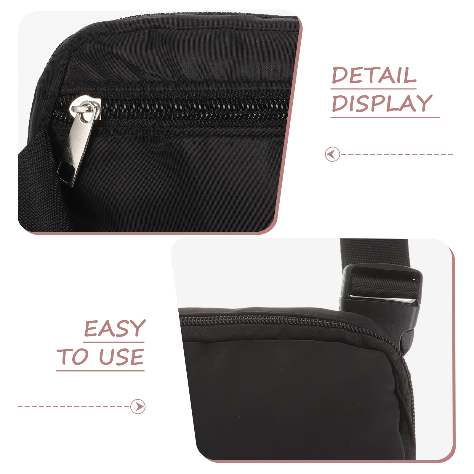 

Black Adjustable Waist Bag for Men Women Crossbody Running Fanny Pack Outdoor Pouch Phone Storage Solution