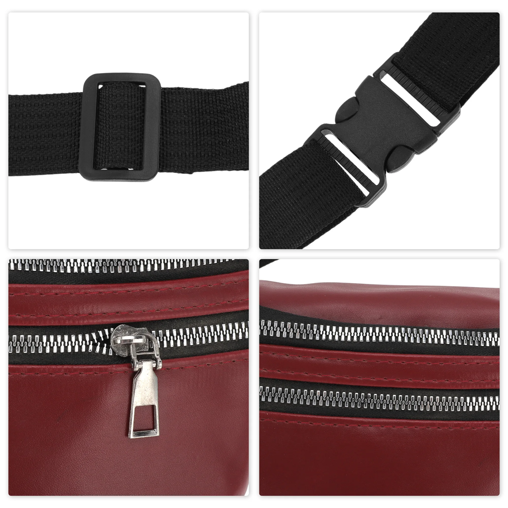 X Autohaux حقيبة خصر رياضية أنيقة مصنوعة من الجلد باللون الأحمر قطعة واحدة #4