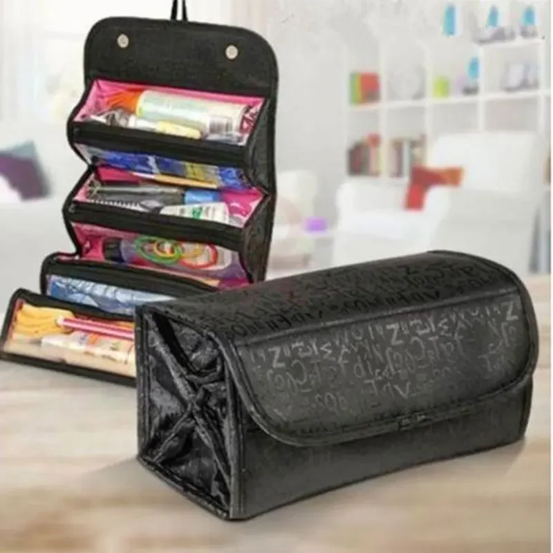 Make Up Cosmetic Bag Case Women Makeup Bag Hanging Toiletries Travel Kit Jewelry Organizer Fold Cosmetic Case professional