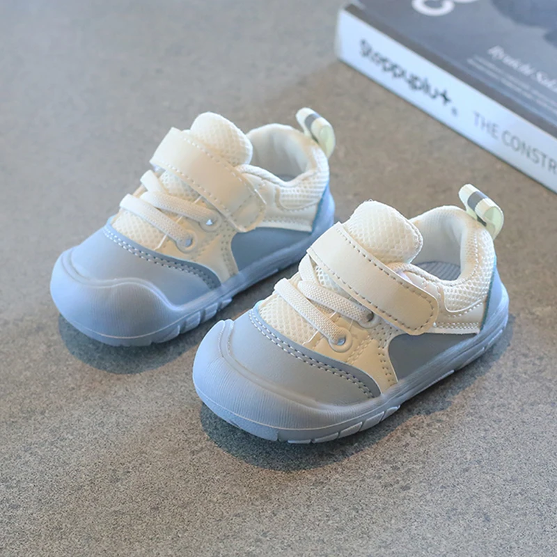 Zapatos informales antideslizantes para bebés de 0 a 3 años, calzado antideslizante para niños pequeños, color blanco y azul