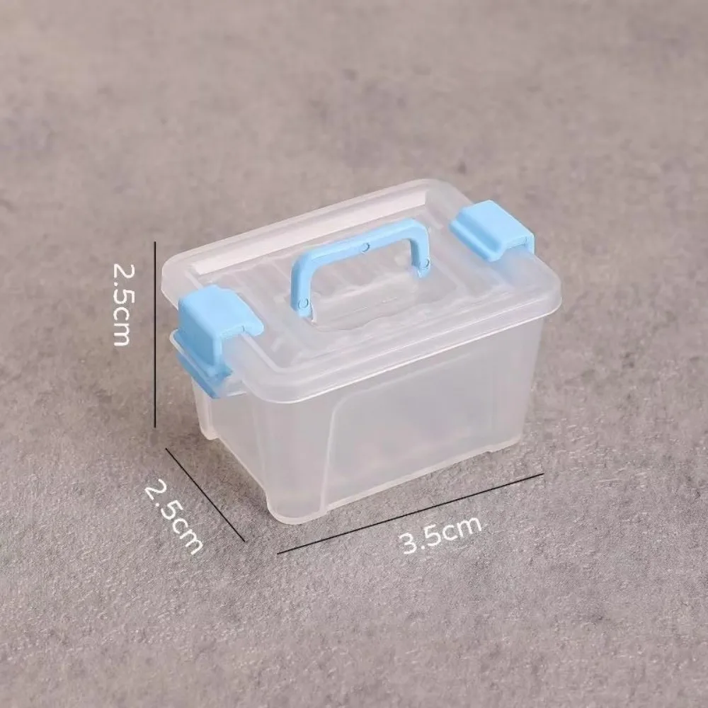 5Pcs Portable Mini Dollhouse Storage Box Clear Plastic Toolbox Model Dollhouse Handheld Box Dolls House